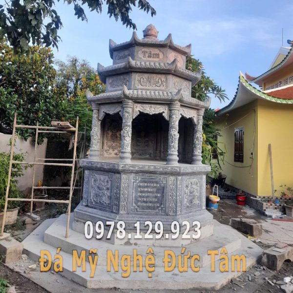 Mẫu mộ lục giác 3 mái cao đá xanh cao cấp đá Ninh Bình