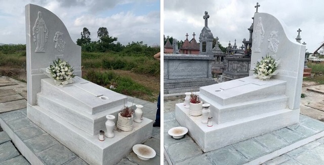 Mộ đá màu trắng kích thước lớn cho người công giáo