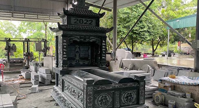 Mộ đá đôi xanh rêu cao cấp