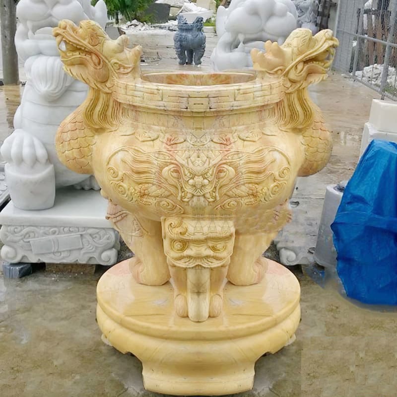 Lư hương đá vàng đẹp tinh xảo Lư hương đá vàng đẹp tinh xảo